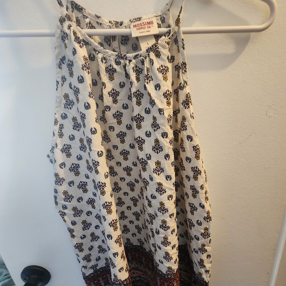 Mossimo Supply Co. White and Brown Floral Halter Top